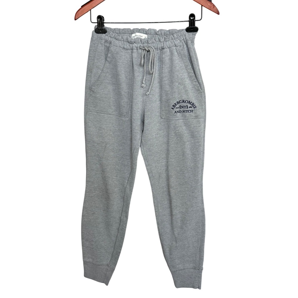 Abercrombie & Fitch Joggers XS Gray Cotton Blend Logo‎ Sweatpants Soft A&F
